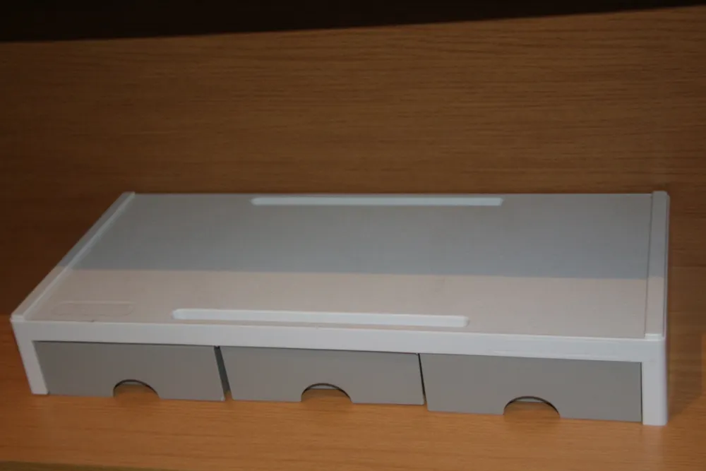 desktop monitor stand in white with grey drawers r. Desktop Monitor Stand in white with grey drawers
